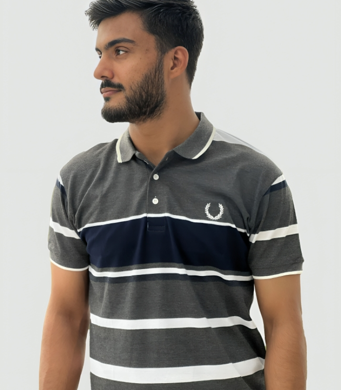 Striped Contrast Polo Shirt
